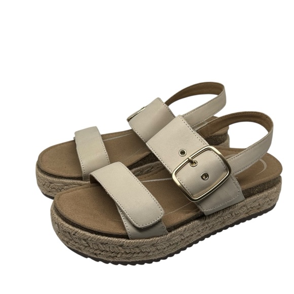 Aetrex Womens Vania Sandal - Leather platform Espadrille Cream Size 7.5-8 US - Picture 2 of 13